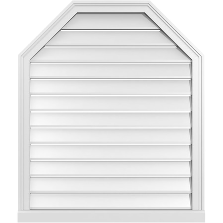 Ekena Millwork Octagonal Top Surface Mount PVC Gable Vent w/ 2"W x 2"P Brickmould Sill Frame, 32"W x 38"H GVPOT32X3803SF